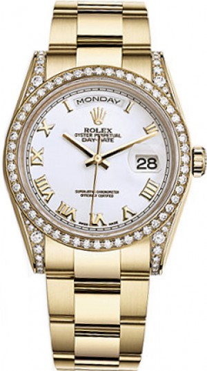 Rolex Day-Date 36 Montre en or massif à chiffres romains blancs 118388