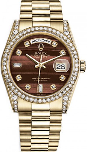 Montre Rolex Day-Date 36 diamants bruns en or 118388
