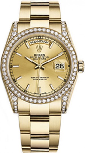 Rolex Day-Date 36 Montre bracelet en huître à cadran champagne 118388