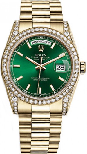 Rolex Day-Date 36 Montre en or à cadran vert 118388