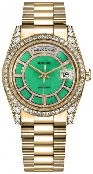 Rolex Day-Date 36 Montre en or jaune à cadran vert 118388