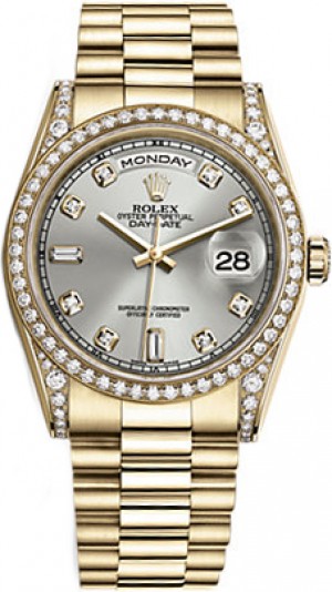 Montre Rolex Day-Date 36 en argent et diamants 118388