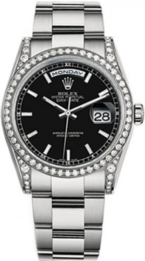 Montre Rolex Day-Date 36 Black Dial Oyster President en or 118389