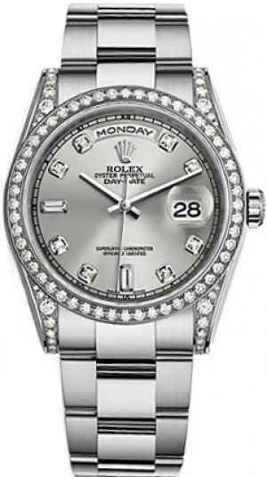 Montre Rolex Day-Date 36 en argent et diamants 118389