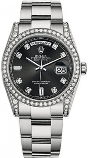 Montre Rolex Day-Date 36 en or avec diamants noirs 118389