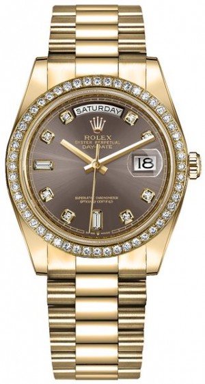 Rolex Day-Date 36 marqueurs horaires en diamant Montre pour femmes 128348RBR