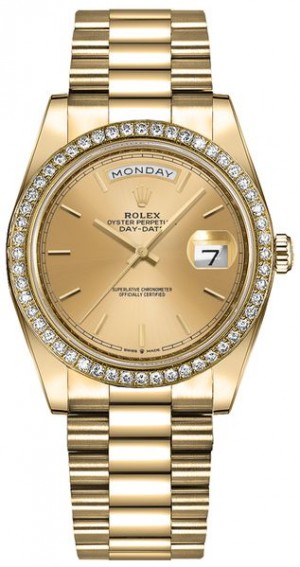 Rolex Day-Date 36 Montre femme à cadran indexé Champagne 128348RBR
