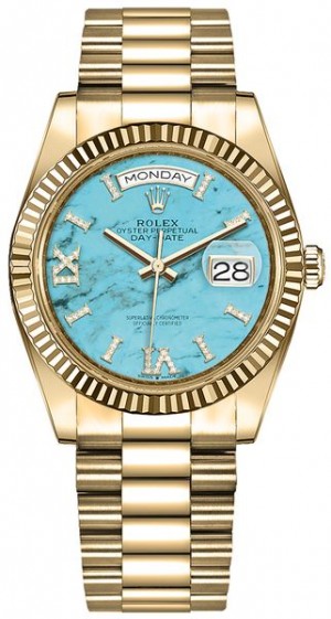 Rolex Day-Date 36 Montre pour femmes à cadran turquoise 128238
