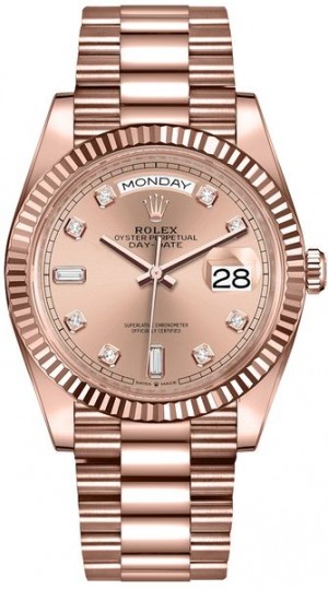Montre Rolex Day-Date 36 en or 18k Everose pour femmes 128235