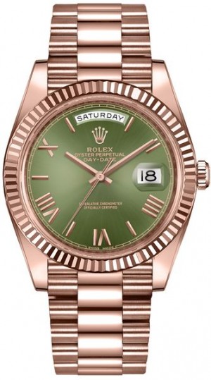 Montre Rolex Day-Date 40 cadran vert en or rose 228235