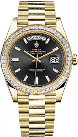 Montre Rolex Day-Date 40 Black Diamond pour homme 228398TBR