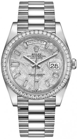 Montre Rolex Day-Date 40 à cadran météorite et lunette en diamant pour hommes 228349RBR