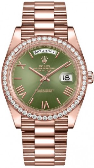 Montre Rolex Day-Date 40 cadran vert olive pour homme 228345RBR