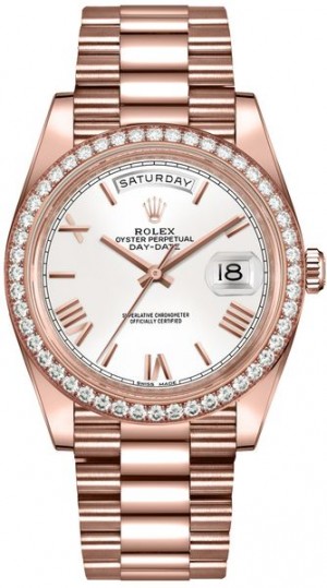 Rolex Day-Date 40 Montre de luxe à cadran blanc pour hommes 228345RBR