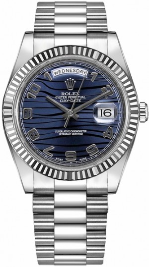 Montre Rolex Day-Date 41 Wave Blue Dial Watch 218239