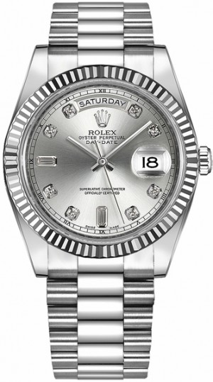 Rolex Day-Date 41 Montre pour homme avec cadran en argent et diamants 218239