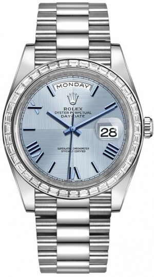 Rolex Day-Date 40 Montre pour homme à cadran bleu glacier 228396TBR