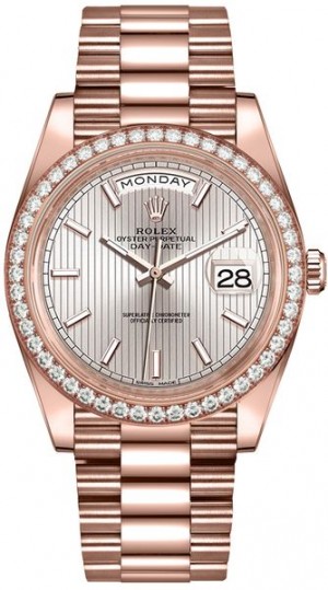 Montre Rolex Day-Date 40 Sundust Stripe Motif Dial Men's Watch 228345RBR