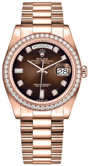 Rolex Day-Date 36 Montre pour femmes à cadran brun Ombre 128345RBR