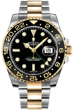 Montre Rolex GMT-Master II bicolore à cadran noir pour hommes 116713LN