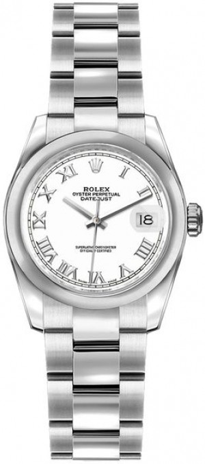 Rolex Lady-Datejust 26 Montre à bracelet en huître et cadran blanc 179160