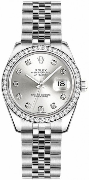 Montre Rolex Lady-Datejust 26 Diamond Silver Dial Women's Watch 179384