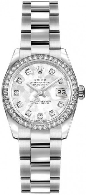 Rolex Lady-Datejust 26 Montre pour femmes avec cadran en cristal d'or gris 179384