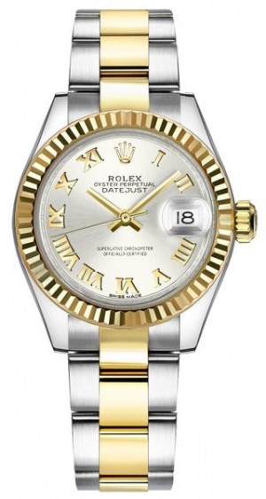 Rolex Lady-Datejust 28 Montre à chiffres romains en argent 279173