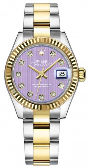 Montre Rolex Lady-Datejust 28 à lunette cannelée 279173