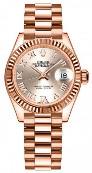 Rolex Lady-Datejust 28 Montre pour femmes à lunette cannelée 279175