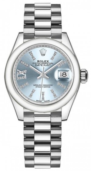 Montre Rolex Lady-Datejust 28 en platine pour femmes 279166
