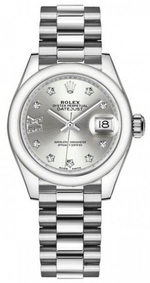 Rolex Lady-Datejust 28 Montre pour femmes à cadran argenté 279166