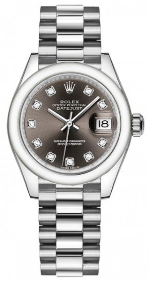 Rolex Lady-Datejust 28 Boîtier et bracelet en platine Montre pour femmes 279166