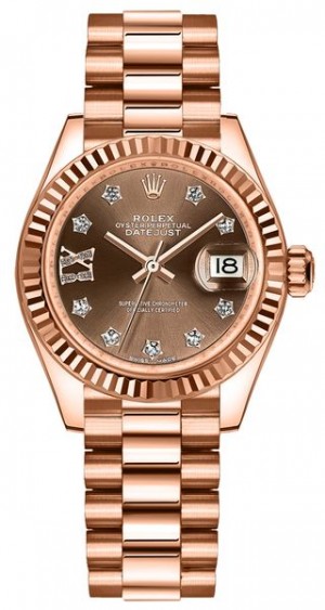 Montre Rolex Lady-Datejust 28 President Bracelet Femme 279175