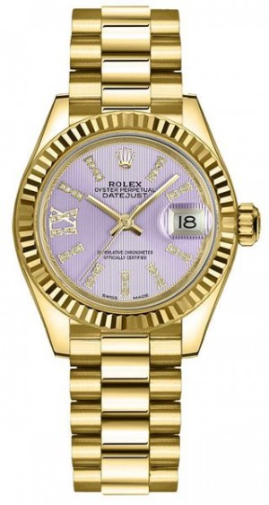 Montre Rolex Lady-Datejust 28mm à bracelet présidentiel pour femmes 279178