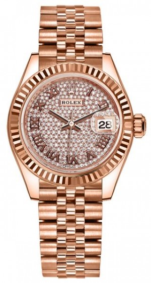 Rolex Lady-Datejust 28 Montre pour femmes en or rose et diamants 279175