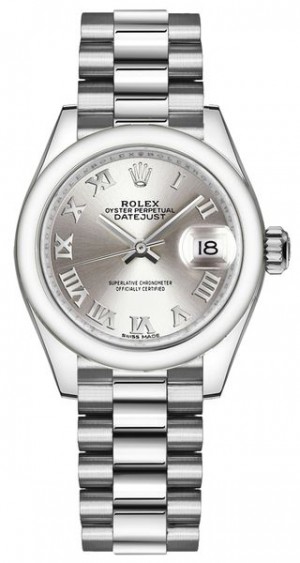 Rolex Lady-Datejust 28 Montre pour femmes avec cadran en argent plat 279166