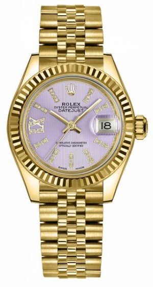 Rolex Lady-Datejust 28 Montre pour femmes avec cadran en diamant lilas 279178