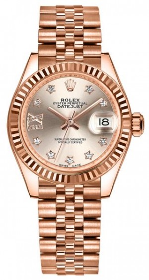 Rolex Lady-Datejust 28 Sundust Dial Diamonds Women's Watch 279175