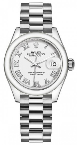 Rolex Lady-Datejust 28 Blanc Cadran chiffres romains Montre pour femmes 279166