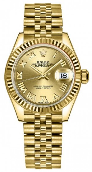 Montre Rolex Lady-Datejust 28 en or jaune 18 carats pour femme 279178