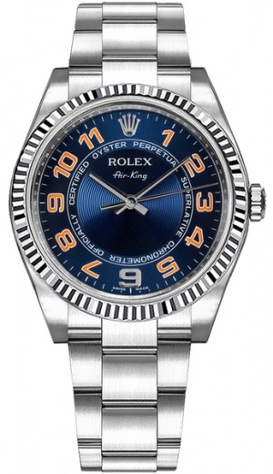 Rolex Oyster Perpetual Air-King Montre pour femme à cadran bleu 114234