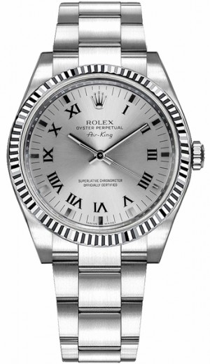 Montre Rolex Oyster Perpetual Air-King en acier inoxydable et lunette en or 114234