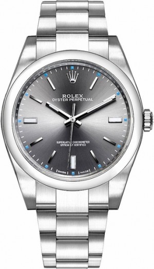 Rolex Oyster Perpetual 39 Montre pour homme en rhodium foncé 114300