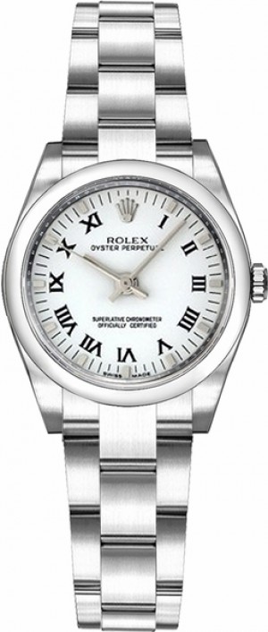 Rolex Oyster Perpetual 26 Montre à cadran blanc à chiffres romains 176200