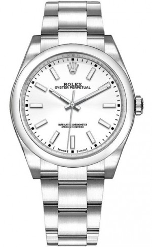 Rolex Oyster Perpetual 34 Montre pour femmes à cadran blanc 114200
