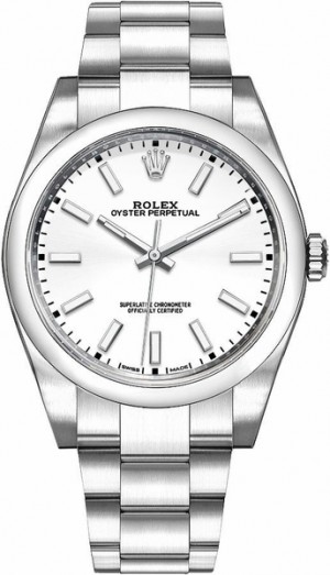 Rolex Oyster Perpetual 39 Montre pour homme à cadran blanc 114300