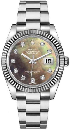 Rolex Datejust 36 Montre pour femmes avec cadran noir perlé et diamants 116234