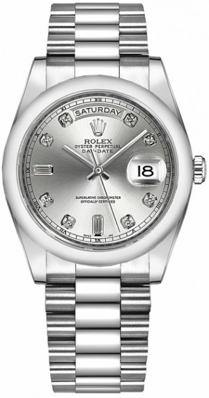 Montre Rolex Day-Date 36 en argent, diamants et platine 118206