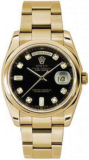 Montre Rolex Day-Date 36 en or avec diamants noirs 118208